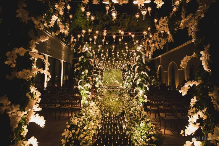 Jardim da "Área Toscana" decorado para casamentos